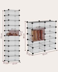 Sekey shoe cabinet with 10 compartments – Modular shoe organizer for up to 20 pairs of shoes, stable &amp; space-saving, incl. hammer &amp; anti-tip device