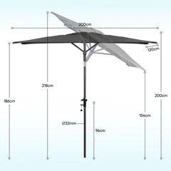 Sekey 200 x 125 cm Balkonschirm Rechteckig mit Balkongeländer, Sonnenschutz UV50+ Sekey