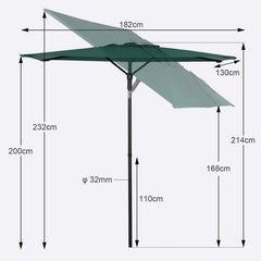 Sekey 180 x 130 cm balcony umbrella rectangular, sun protection UV50+