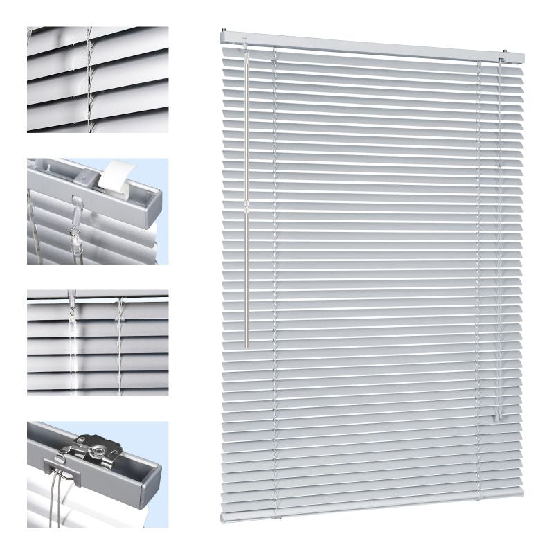 Sekey aluminium blinds without drilling, 25mm aluminium slats, silver