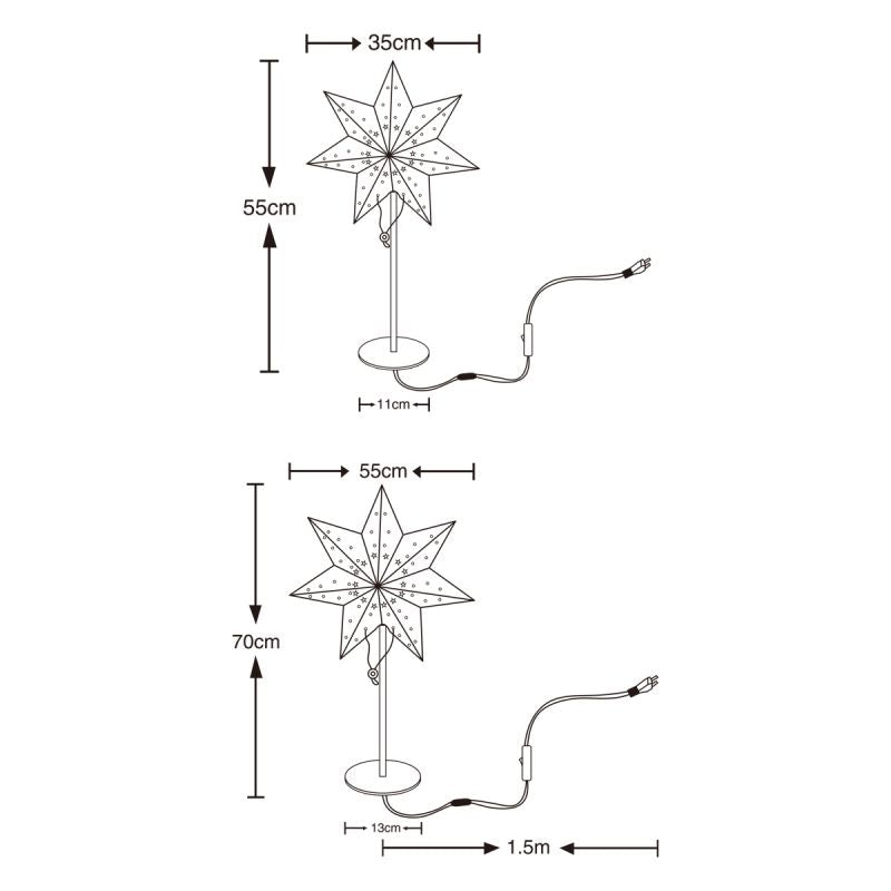 Salcar 35 cm / 55 cm LED Papierstern zum Stehen