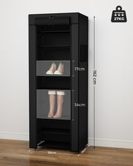 Sekey 9-Tier Shoe Cabinet – Multifunctional Shoe Rack with Dust Protection, Available in 2 Sizes (58 or 85 cm Width), Adjustable Shelves, Easy Assembly, Black