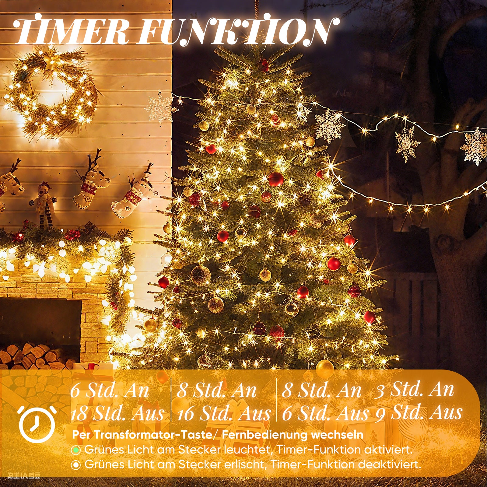 SALCAR LED Lichterkette mit 5m/10m/15m/20m Länge – 50–300 LEDs, Fernbedienung, 8 Modi, Timer & IP44 Wasserdicht, für Weihnachtsdeko, Party, Hochzeit, Garten – Warmweiß