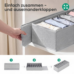 Sekey Schubladen Organizer – 22 × 51 × 11 cm, je 8 Fächer, faltbare Stoffboxen für Unterwäsche & Socken