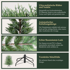 SALCAR Künstlicher Weihnachtsbaum 150/180/210 cm, 90 % PE Spritzguss Premium Tannenbaum, naturgetreuer Christbaum mit Metallständer & Handschuhen – Dicht, Klappbar & Wiederverwendbar
