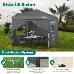 Sekey 3x3 m folding gazebo with 4 side panels and 4 sandbags