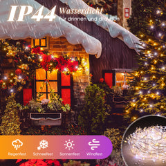 Salcar LED Lichterkette Außen, Warmweiß & Kaltweiß, 14 Modi, Timer & Memory, IP44 Wasserdicht, Weihnachtsbeleuchtung für Garten, Balkon, Party, Hochzeit