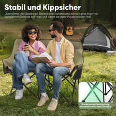 Sunula Faltbarer Campingsofa für 2 Personen, Tragbarer Campingstuhl bis 150 kg, Mit Armlehne und Tragetasche, Outdoor-Faltstuhl, Ideal für Picknick, Camping, Garten, Balkon, Angeln