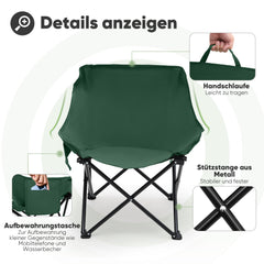 Sunula Campingstuhl Faltbar Ultraleicht, 1/2 Stück, Tragbar mit Tragetasche und Seitentaschen, 100 kg Belastbar, Rutschfeste Füße, Mondstuhl Design, Für Camping, Angeln, Picknick, Garten, Strand, 600D Oxford-Stoff