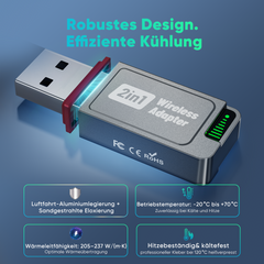 Salcar 2-in-1 Wireless Adapter für CarPlay & Android Auto – 2025 Upgrade, Dualband 5,8 GHz Auto-Dongle, ultrabreite Fahrzeugkompatibilität ab Baujahr 2016 Salcar