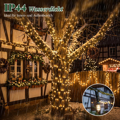 Salcar LED Lichterkette Weihnachten Warmweiß, 5–30 m, 50–300 LEDs, IP44 Outdoor, 8 Modi, Timer & Memory