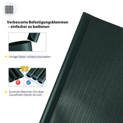 Sekey PVC Sichtschutzstreifen für Doppelstabmattenzaun – Sichtschutzband mit Befestigungsclips, UV-beständig & Wetterfest, Windschutz für Gartenzaun, Grün