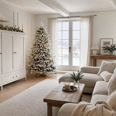 Salcar 180 Artificial Christmas tree with snow, wooden stand, with 908 tips made of PVC and PE