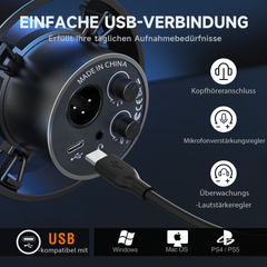 FIFINE Dynamisches XLR & USB Studio Mikrofon – Profi Podcast Mikrofon für PC, Mac, PS4/PS5, Streaming, Gaming & Aufnahmen mit Nierencharakteristik und DSP-Funktionen,K688