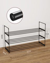 Sekey Schuhregal 3 Ebenen – Stapelbares Metall-Schuhregal, platzsparend für Flur & Kleiderschrank, für 15–18 Paar Schuhe