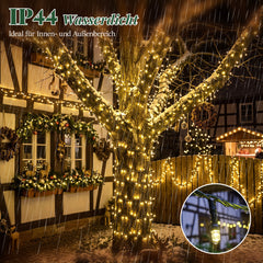 Salcar LED Lichterkette 5 m mit 50 LEDs, Gelb, 8 Lichtmodi & Memory, 4,5 V Niedervolt, Weihnachtsbeleuchtung für Innen & Außen
