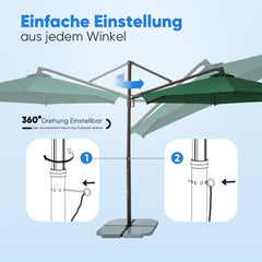 Sekey Ampelschirm 300 cm – Aluminium Sonnenschirm mit 360° Drehung, Neigefunktion, UV50+ Schutz Sekey
