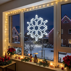 Salcar LED Schneeflocke Weihnachtsdeko Kaltweiß – 40/60 cm, 300 LEDs, IP44 für Fenster & Außen
