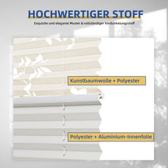 Sekey Plissee Day+Night ohne Bohren, 100% Verdunkelung, mit Muster,in Beige