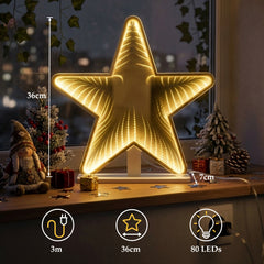 Salcar LED Infinity Weihnachtsstern 37 cm – 3D Sternbeleuchtung mit 80 warmweißen LEDs