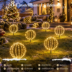 Salcar LED Kugelleuchten Garten Außen 30 cm – 3er Set Metall Leuchtkugeln mit Timer und 8 Lichtmodi