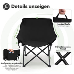 Sunula Campingstuhl Faltbar Ultraleicht, 1/2 Stück, Tragbar mit Tragetasche und Seitentaschen, 100 kg Belastbar, Rutschfeste Füße, Mondstuhl Design, Für Camping, Angeln, Picknick, Garten, Strand, 600D Oxford-Stoff