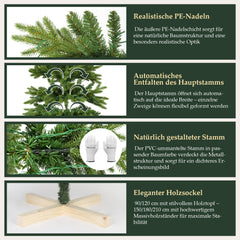 Salcar Künstlicher Weihnachtsbaum mit LED-Beleuchtung und Echtholzfuß – 120 bis 210 cm
