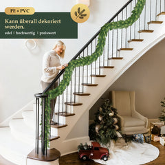 SALCAR Künstliche Weihnachtsgirlande aus PE & PVC, 1.8m/3m/5m – Realistische, Biegsame & Wiederverwendbare Tannengirlande für Tür, Fenster, Balkon & Treppengeländer