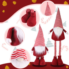 Salcar Weihnachtsdeko Wichtel XL – Großer Deko-Gnom aus Filz, höhenverstellbar von 60–92 cm, Teleskopbeine, perfektes Geschenk zu Weihnachten & Thanksgiving – Rot Salcar