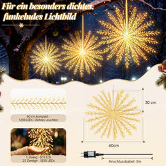 Salcar LED Feuerwerk Lichterkette Warmweiß mit Timer – 30 cm / 60 cm