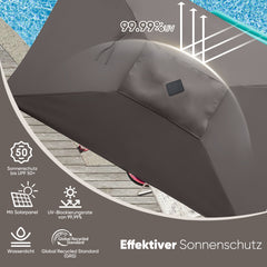 Rectangular parasol 300 x 200 cm garden umbrella with LED solar lighting