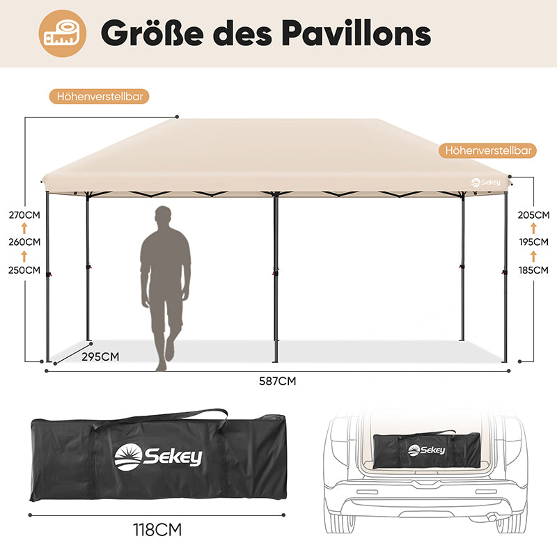 Sekey 300 x 600 cm Faltpavillon mit 6 Sandsack