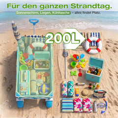Sekey Bollerwagen faltbar mit Luftreifen 23×10 cm – Strand Bollerwagen klappbar bis 200 kg, 200L Transportwagen für Strand, Camping & Familie