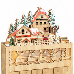 Salcar LED Weihnachtsdorf Adventskalender aus Holz – 24 Fächer zum Befüllen