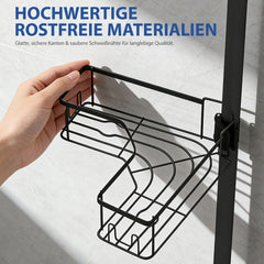 Sekey Duschregal Ohne Bohren – Höhenverstellbares Eck-Duschregal 79–315 cm mit 4 Körben & Klicksystem, Stabiles Teleskop-Dusch-Organizer für Badezimmer