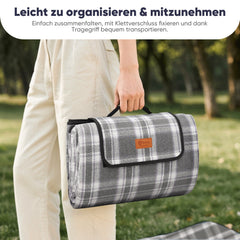 Sekey XXL Picknickdecke 200x200 cm – Waschbare & Schmutzabweisende Camping- und Stranddecke, Faltbar & Gepolstert für Outdoor, Park & Garten Sekey