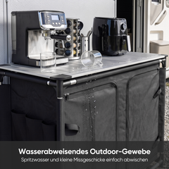 Sekey Campingschrank faltbar mit rollbarer Aluminium-Tischplatte, Campingküche Outdoor 79 × 48 × 96 cm, 6 Fächer, Aluminiumgestell, Camping Tisch mit Stauraum für Wohnmobil, Garten & Festival
