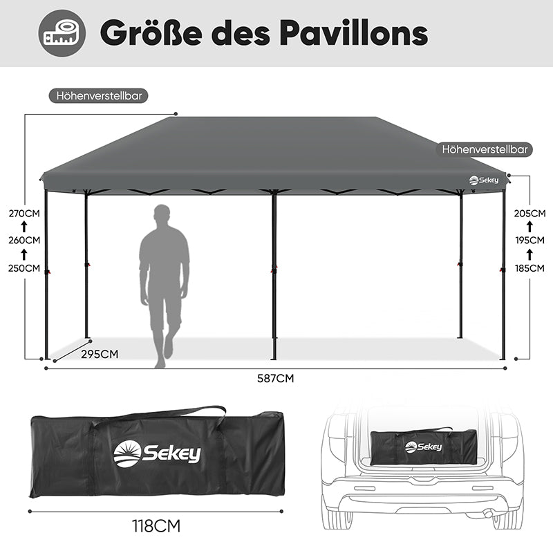 Sekey 300 x 600 cm Faltpavillon mit 6 Sandsack