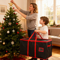 Salcar Schwarze Aufbewahrungsbox für 128 Weihnachtskugeln – Faltbare Christbaumkugel-Box 64,8×32,3×34,2 cm mit 128 Fächern, Tragegriffen & Doppelreißverschluss