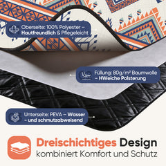 Sekey Picknickdecke Wasserdicht 200x200 cm – Sandfreie Stranddecke im Bunte Bohemian Design, PEVA-Unterseite & Tragegurt für Picknick, Camping und Strand