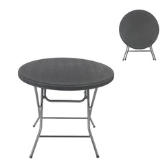 Sekey Runder Klapptisch Ø 81 cm – Campingtisch & Balkontisch klappbar, stabiler Gartentisch in Holzoptik, Beistelltisch für Balkon, Garten & Terrasse