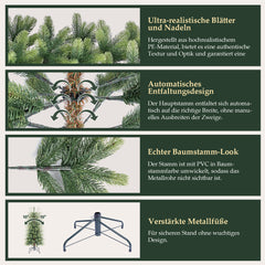 SALCAR Slim Kunst-Weihnachtsbaum 180 cm – Realistischer PE-Tannenbaum in zartgrün, 100 % Spritzguss, naturgetreu & platzsparend
