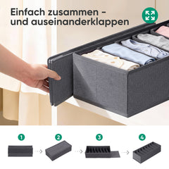 Sekey Schubladen-Organizer Set 8 Fächer, Vliesstoff, 2 Größen (19×40×11 cm & 22×51×11 cm), für Kleidung, Accessoires & Alltagsartikel