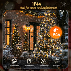 Salcar LED Lichterkette Weihnachtsbaum mit funkelnden Eiszapfen – Warm- & Kaltweiß, 11 Modi, Timer & Fernbedienung, IP44 wassergeschützt für Innen & Außen