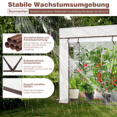 Sekey Tomatengewächshaus Tamara XL – Folien-Gewächszelt mit aufrollbarer Tür, stabiler Rahmen 200 x 77 x 146/170 cm