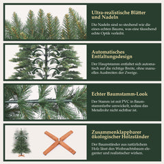 Salcar Künstlicher Weihnachtsbaum mit Holzständer, 150/180/210 cm, Realistischer PVC Christbaum, Pflegeleicht & Hochwertige Weihnachtsdekoration für Innenräume