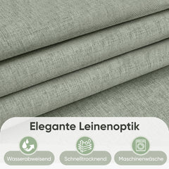 Sekey Duschvorhang, Grün, Wasserabweisender Badvorhang in Leinenoptik, 100 % Polyester, mit Beschwerungsband & 8 Duschvorhangringen, Waschbar bei 30 °C