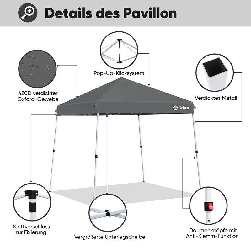 Sekey  300 x 300 cm Faltpavillon Mit Belüftetes Dach