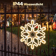 Salcar LED Schneeflocke 45 cm Warmweiß & Kaltweiß – 420 LEDs, IP44, Timer, Weihnachtsdeko
