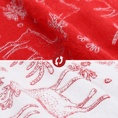 Salcar Beidseitig bestickte Weihnachtsbaumdecke in Rot und Weiß – Doppelseitiger Christbaumrock mit Rentier- & Schneeflockenmotiv